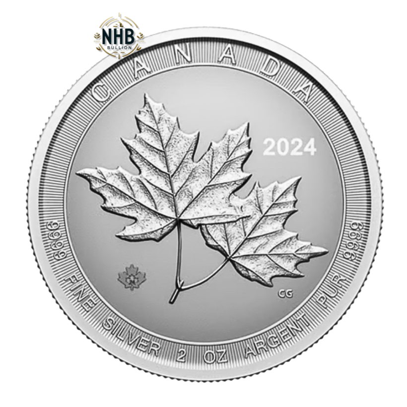 2 oz Twin Maple Leaves Silver Coin (2024)