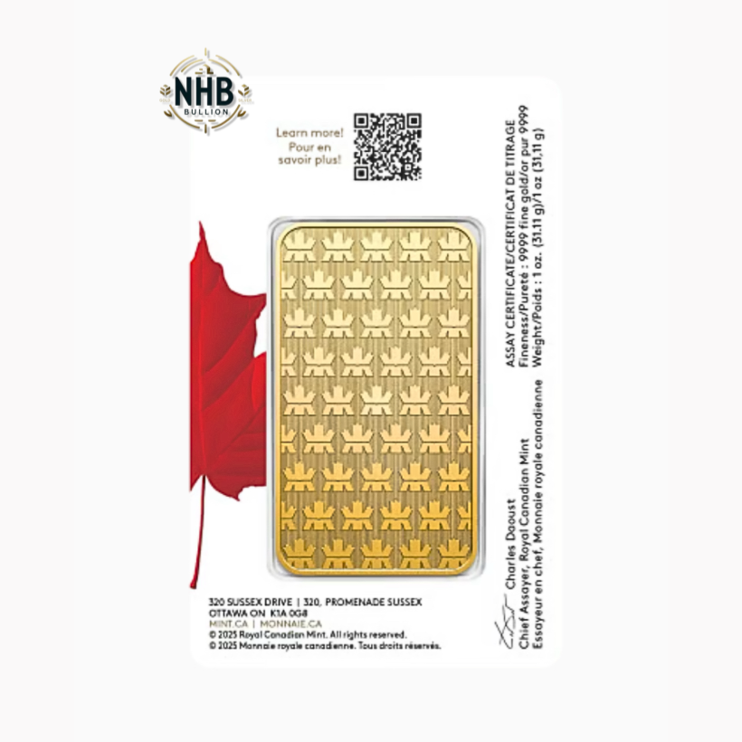 1 oz 2025 Royal Canadian Mint Gold Bar – Proudly Canadian Edition