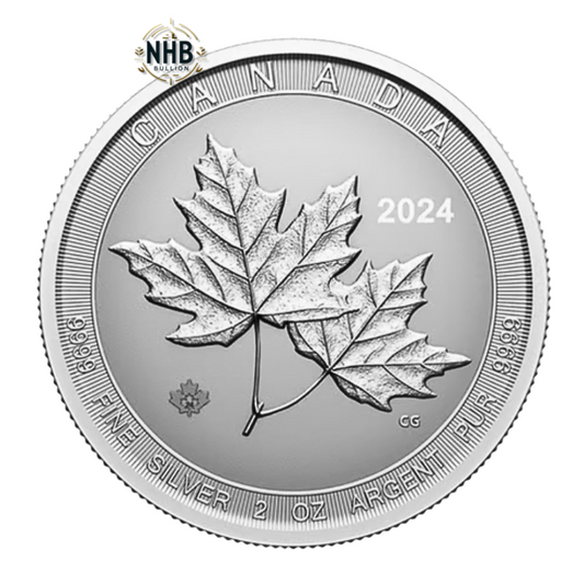 2 oz Twin Maple Leaves Silver Coin (2024)