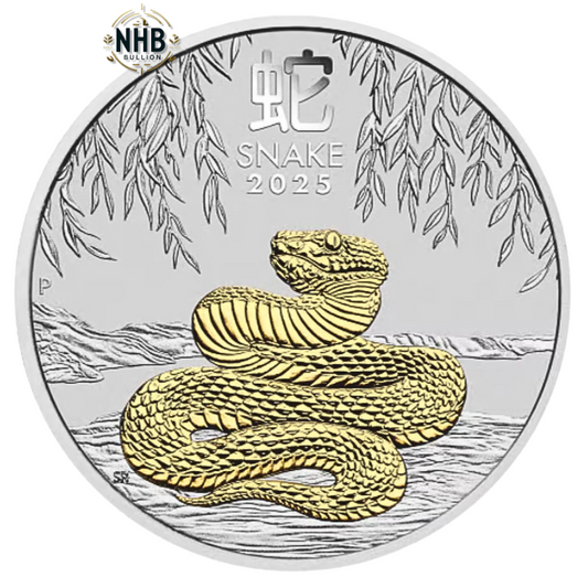 1 oz Lunar Year of the Snake Glided Silver Coin (2025)