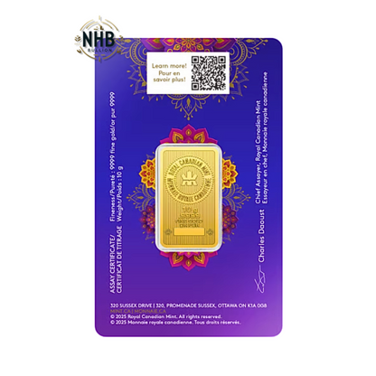 10 Gram Royal Canadian Mint Diwali Gold Bar