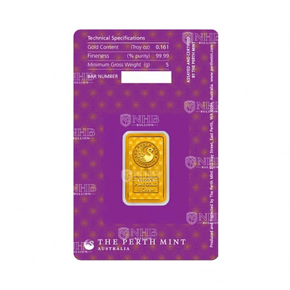 5 Gram Perth Mint Diwali Lakshmi Gold Bar