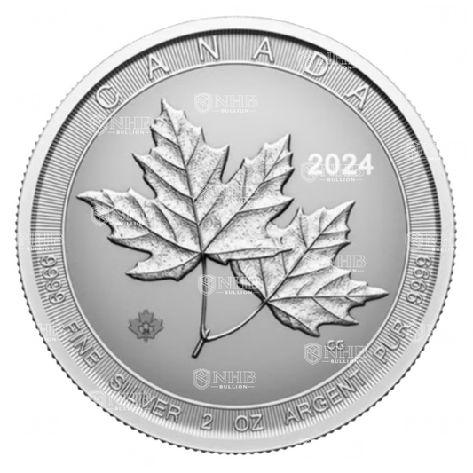 2 oz Twin Maple Leaves Silver Coin (2024)