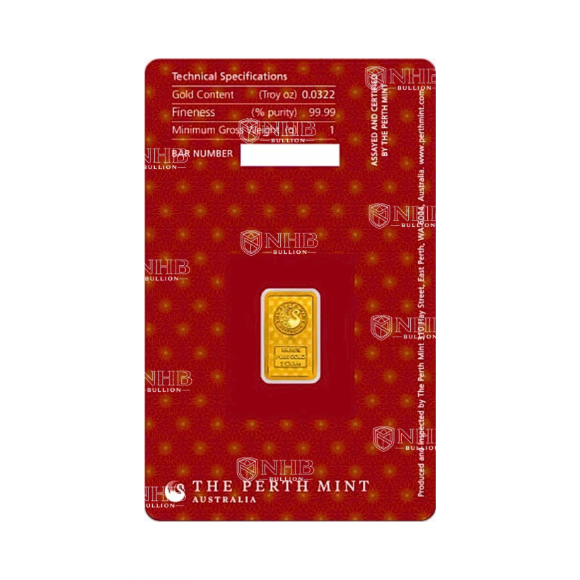 1 Gram Perth Mint Diwali Lakshmi Gold Bar